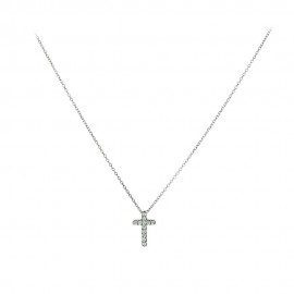 Σταυρός Με Αλυσίδα Λευκόχρυσο 9 Καράτια,Λευκά Ζιργκόν oro914