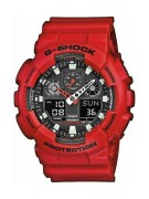 CASIO G-SHOCK Chronograph Red Rubber Strap GA-100B-4AER