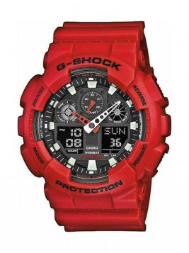 CASIO G-SHOCK Chronograph Red Rubber Strap GA-100B-4AER