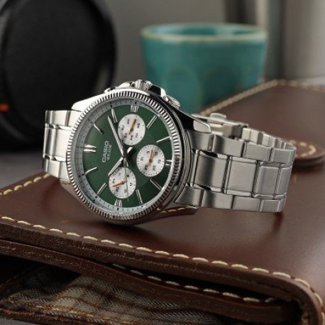 CASIO Collection Silver Stainless Steel Bracelet MTP-1375PD-3AVEF 