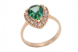 Δαχτυλίδι Ροζ Χρυσό 14 καράτια Με Πράσινο Τοπάζι oro513