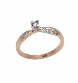 Δαχτυλίδι Μονόπετρο Ροζ Χρυσο 18 Καρατίων Με Διαμάντια DJ060