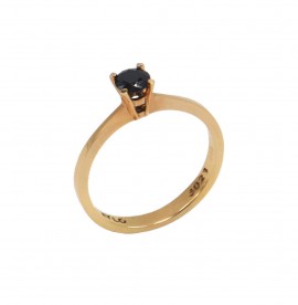 Δαχτυλίδι Μονόπετρο Ροζ Χρυσό 14 Καράτια Με Μαύρο Ζιργκόν oro419