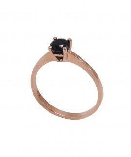 Δαχτυλίδι Μονόπετρο Ροζ Χρυσό 14 Καράτια Με Μαύρο Ζιργκόν oro420