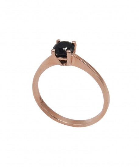 Δαχτυλίδι Μονόπετρο Ροζ Χρυσό 14 Καράτια Με Μαύρο Ζιργκόν oro420 