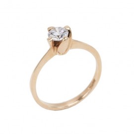 Δαχτυλίδι Μονόπετρο Ροζ Χρυσό 14 Καράτια Με Ζιργκόν oro510