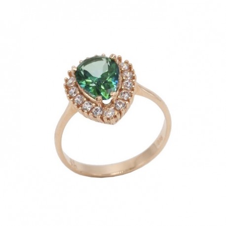 Δαχτυλίδι Ροζ Χρυσό 14 καράτια Με Πράσινο Τοπάζι oro513 