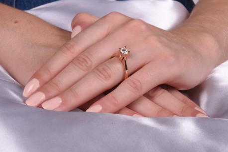 Δαχτυλίδι Ροζ Χρυσό Με Λευκό Ζιργκόν Swarovski D004