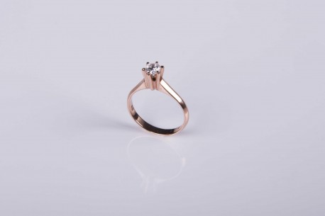 Δαχτυλίδι Ροζ Χρυσό Με Λευκό Ζιργκόν Swarovski D005