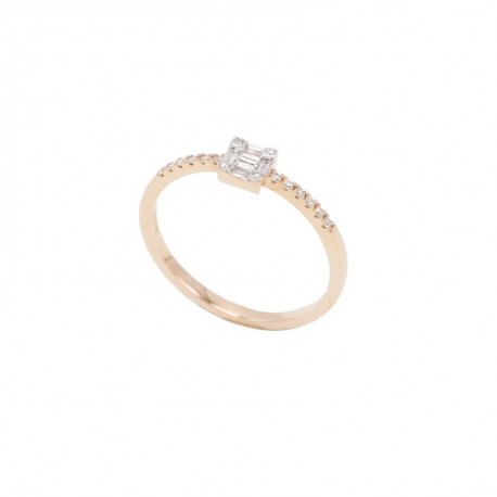 Δαχτυλίδι Μονόπετρο Ροζ Χρυσό 18 Καρατίων Με Διαμάντια oro842 