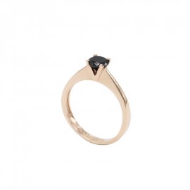 Δαχτυλίδι Μονόπετρο Ortaxidis, Ροζ Χρυσό 14 Καράτια Με Μαύρο Ζιργκόν oro837