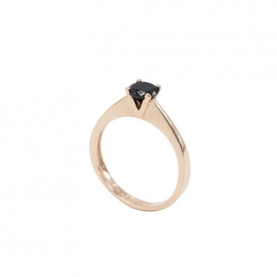 Δαχτυλίδι Μονόπετρο Ortaxidis, Ροζ Χρυσό 14 Καράτια Με Μαύρο Ζιργκόν oro837
