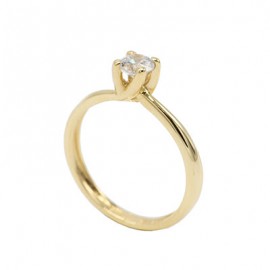 Δαχτυλίδι Μονόπετρο, Χρυσό 14 Καράτια Με Λευκά Ζιργκόν oro836