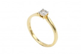 Δαχτυλίδι Μονόπετρο Χρυσο 14 Καρατίων Με Διαμάντι oro1226
