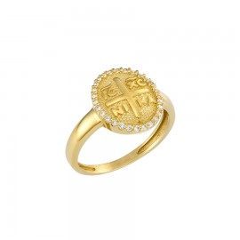 Δαχτυλίδι Κωνσταντινάτο,Χρυσό 14 Καράτια Με Ζιργκόν oro1382