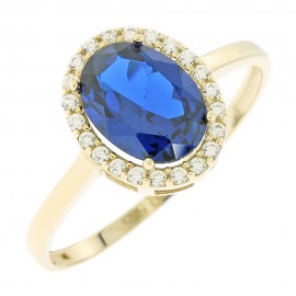 Δαχτυλίδι Χρυσό 14 Καράτια Με Μπλε Και Λευκά Ζιργκόν oro2131