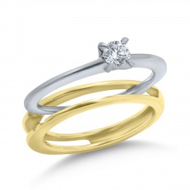Δαχτυλίδι Δίχρωμο Χρυσό-Λευκόχρυσο 18 Καρατίων Με διαμάντι oro2251