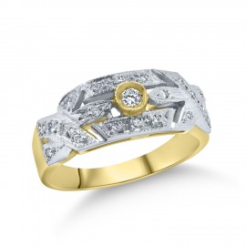 Δαχτυλίδι Δίχρωμο Χρυσό-Λευκόχρυσο 18 Καρατίων Με διαμάντια oro2248
