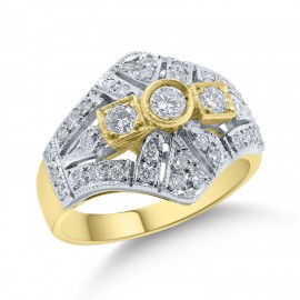 Δαχτυλίδι Δίχρωμο Χρυσό-Λευκόχρυσο 18 Καρατίων Με διαμάντια oro2247