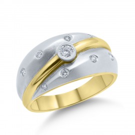 Δαχτυλίδι Δίχρωμο Χρυσό-Λευκόχρυσο 18 Καρατίων Με διαμάντια oro2246