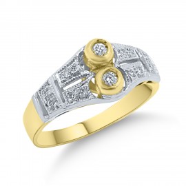 Δαχτυλίδι Δίχρωμο Χρυσό-Λευκόχρυσο 18 Καρατίων Με διαμάντια oro2245