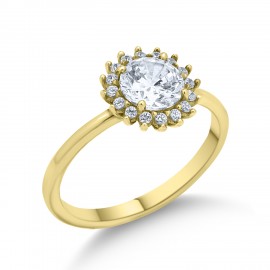 Δαχτυλίδι Ροζέτα Χρυσό 14 Καρατίων Με Ζιργκόν oro2300