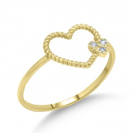 Δαχτυλίδι Καρδιά Χρυσό 14 Καρατίων Με Ζιργκόν oro2331
