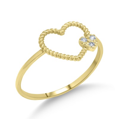 Δαχτυλίδι Καρδιά Χρυσό 14 Καρατίων Με Ζιργκόν oro2331