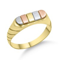 Δαχτυλίδι Ανδρικό Χρυσό 14 Καρατίων Με Τριχρωμία oro2404