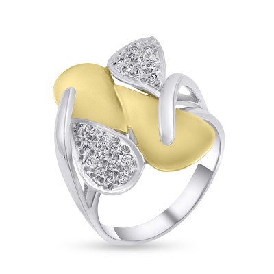 Δαχτυλίδι Δίχρωμο Λευκόχρυσο-Χρυσό Με Ζιργκόν 14 Καράτια oro2855