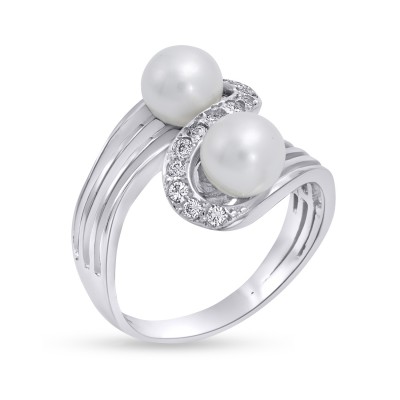 Δαχτυλίδι Λευκόχρυσο Με Ζιργκόν και Μαργαριτάρι 14 Καράτια oro2861 Δαχτυλίδι Λευκόχρυσο Με Ζιργκόν και Μαργαριτάρι 14 Καράτια oro2861
