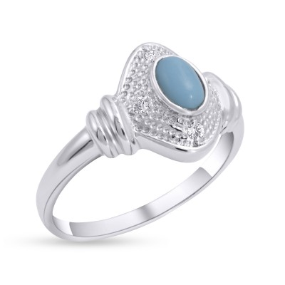 Δαχτυλίδι Λευκόχρυσο Με Ζιργκόν και Τιρκουάζ 14 Καράτια oro2867