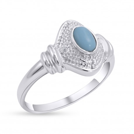 Δαχτυλίδι Λευκόχρυσο Με Ζιργκόν και Τιρκουάζ 14 Καράτια oro2867 