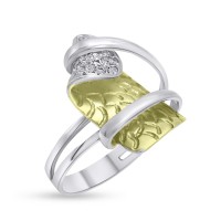 Δαχτυλίδι Δίχρωμο Λευκόχρυσο-Χρυσό Με Ζιργκόν 14 Καράτια oro2856