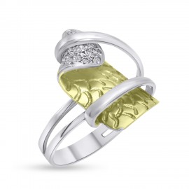 Δαχτυλίδι Δίχρωμο Λευκόχρυσο-Χρυσό Με Ζιργκόν 14 Καράτια oro2856