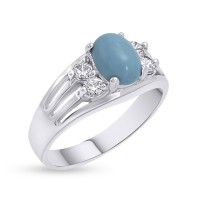 Δαχτυλίδι Λευκόχρυσο Με Ζιργκόν και Τιρκουάζ 14 Καράτια oro2868