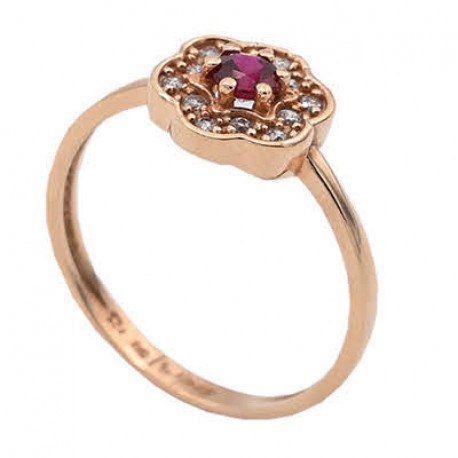 Δαχτυλίδι Ροζ Χρυσό, Με Ζιργκόν 14 Καράτια oro2051 