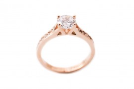 Δαχτυλίδι Μονόπετρο Ροζ Χρυσό 14 Καράτια Με Ζιργκόν DA172P
