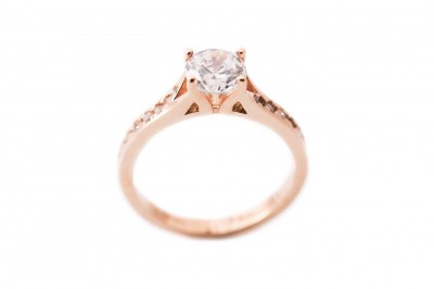 Δαχτυλίδι Μονόπετρο Ροζ Χρυσό 14 Καράτια Με Ζιργκόν DA172P