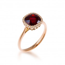 Δαχτυλίδι Ροζ Χρυσό 18 Καρατίων Με Γρανάδα Και Διαμάντια DA1514