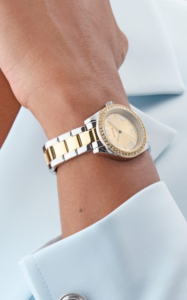 Ρολόι GUESS Mini Luna Crystals Two Tone Stainless Steel Bracelet GW0841L2 