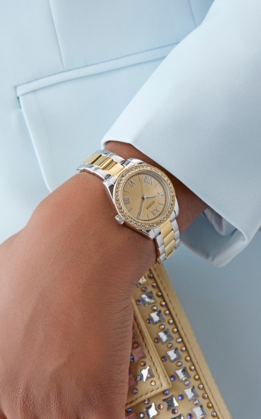 Ρολόι GUESS Mini Luna Crystals Two Tone Stainless Steel Bracelet GW0841L2 