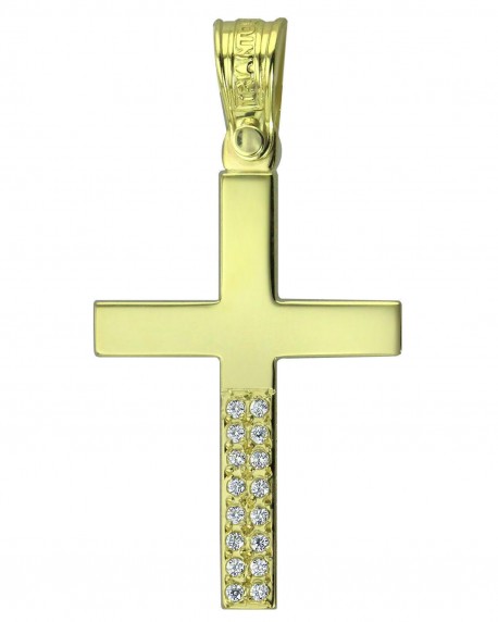 Σταυρός Triantos,Γυναικείος Χρυσός 14 Καράτια Με Πέτρες Ζιργκόν 1.1.1305 