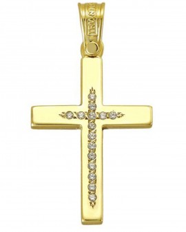 Σταυρος Χρυσός 14 Καράτια Με Πέτρες Ζιργκόν TRIANTOS 1.1.1309