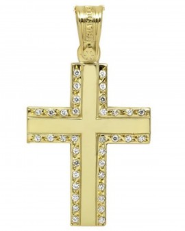 Σταυρός Χρυσός 14 Καράτια Με Ζιργκόν Πέτρες TRIANTOS 1.1.1250