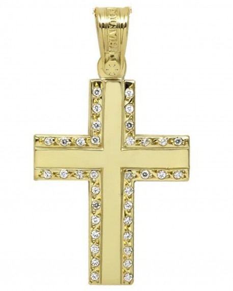 Σταυρός Χρυσός 14 Καράτια Με Ζιργκόν Πέτρες TRIANTOS 1.1.1250 