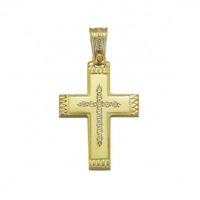 Σταυρός Triantos,Γυναικείος Χρυσός 14 καράτια Με Πέτρες Ζιργκόν 1.1.1257