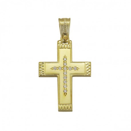 Σταυρός Triantos,Γυναικείος Χρυσός 14 καράτια Με Πέτρες Ζιργκόν 1.1.1257 