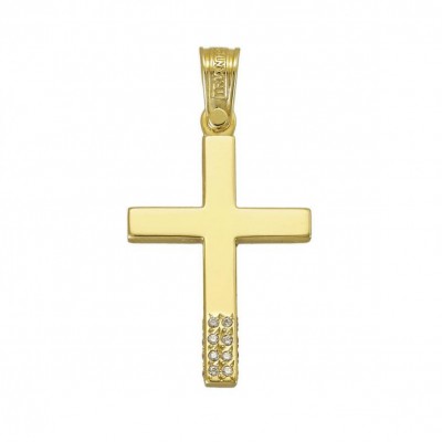 Σταυρός Triantos,Γυναικείος Χρυσός 14 Καράτια Με Πέτρες Ζιργκόν 1.1.1308