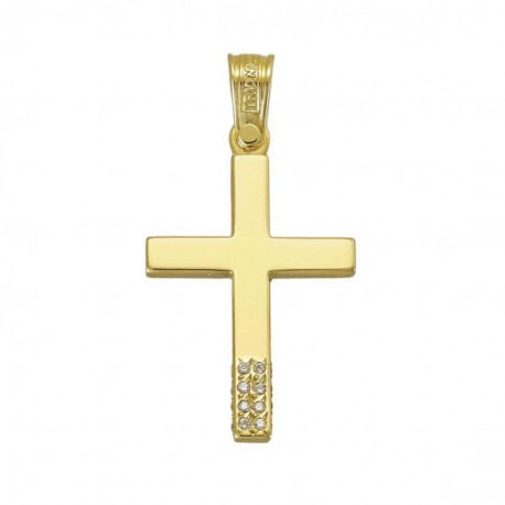 Σταυρός Triantos,Γυναικείος Χρυσός 14 Καράτια Με Πέτρες Ζιργκόν 1.1.1308 